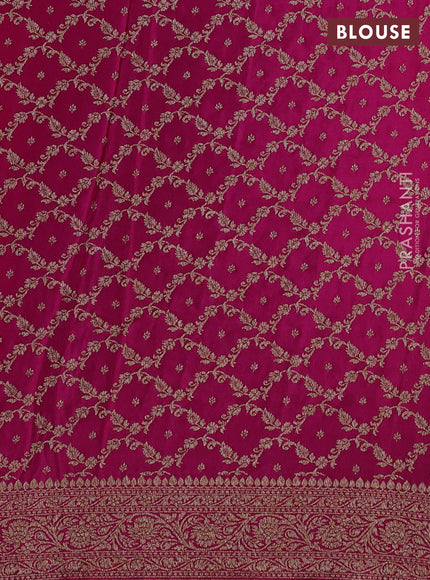 Banarasi crepe partly saree orange and pink with allover thread & zari woven butta weaves and woven border