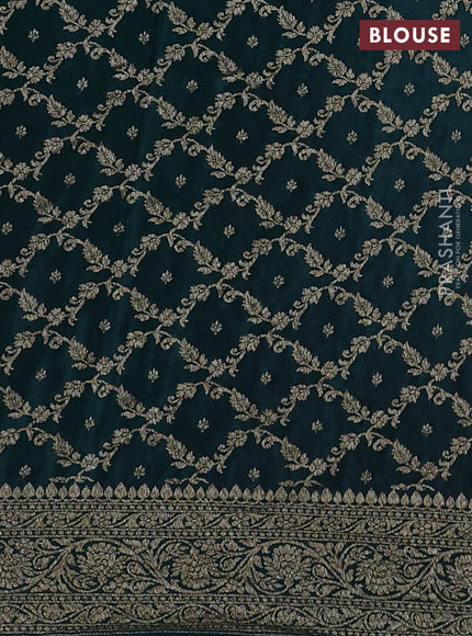 Banarasi crepe partly saree pink and dark green with allover thread & zari woven butta weaves and woven border