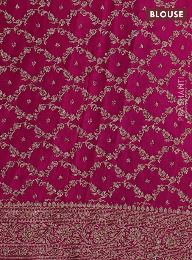 Banarasi crepe partly saree violet and pink with allover thread & zari woven butta weaves and woven border