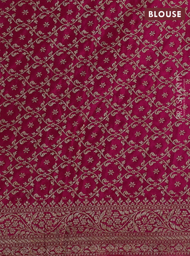 Banarasi crepe partly saree pastel pink and pink with allover thread & zari woven butta weaves and woven border