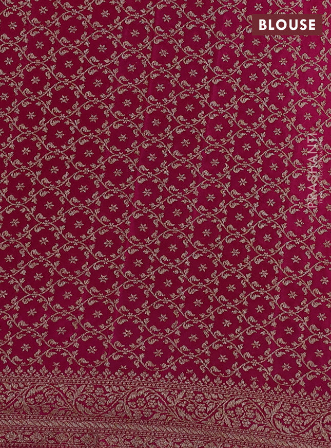 Banarasi crepe partly saree pastel green and pink with allover thread & zari woven butta weaves and woven border