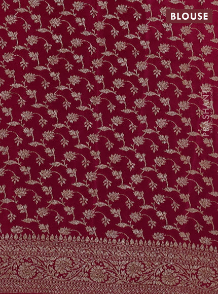 Banarasi crepe partly saree black and dark pink with allover thread & zari woven butta weaves and woven border