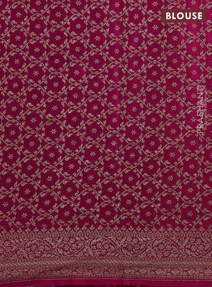 Banarasi crepe partly saree yellow and pink with allover thread & zari woven butta weaves and woven border