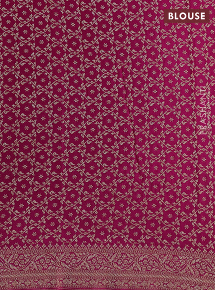 Banarasi crepe partly saree teal blue and pink with allover thread & zari woven butta weaves and woven border