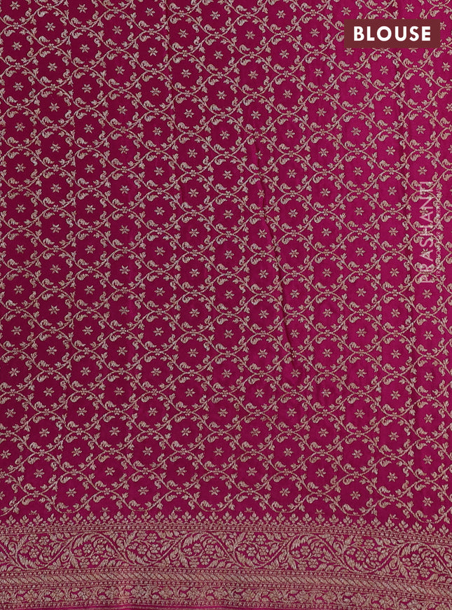 Banarasi crepe partly saree teal blue and pink with allover thread & zari woven butta weaves and woven border