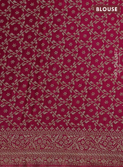 Banarasi crepe partly saree lime green and pink with allover thread & zari woven butta weaves and woven border