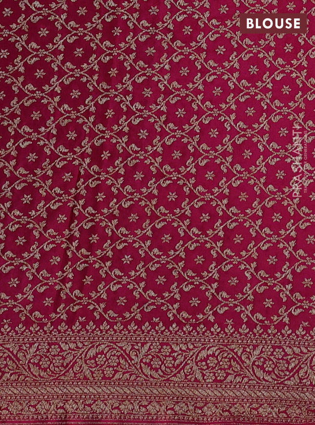 Banarasi crepe partly saree lime green and pink with allover thread & zari woven butta weaves and woven border