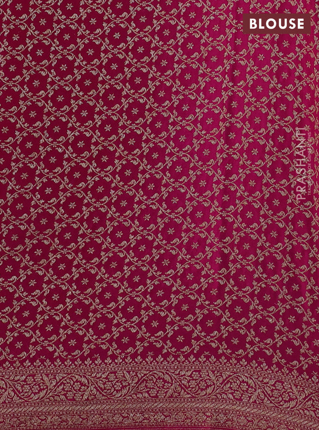 Banarasi crepe partly saree pastel peach shade and pink with allover thread & zari woven butta weaves and woven border