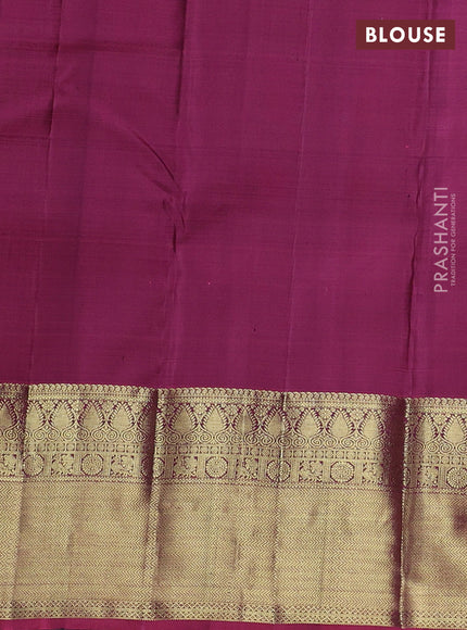 Pure kanchipuram silk saree deep purple and pink with allover zari weaves & buttas and zari woven border