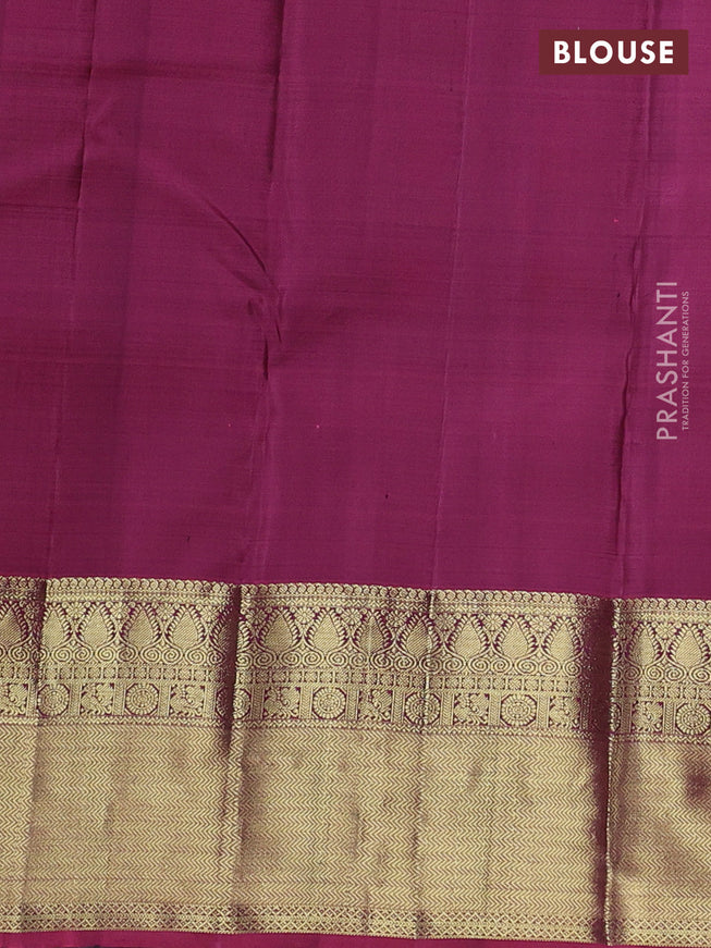 Pure kanchipuram silk saree deep purple and pink with allover zari weaves & buttas and zari woven border