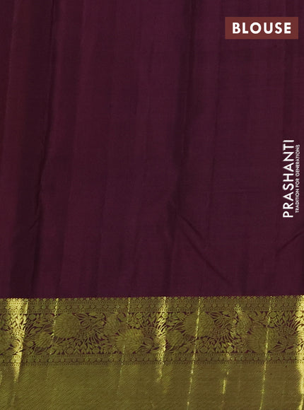 Pure kanchipuram silk saree orange and wine shade with allover zari weaves and zari woven border