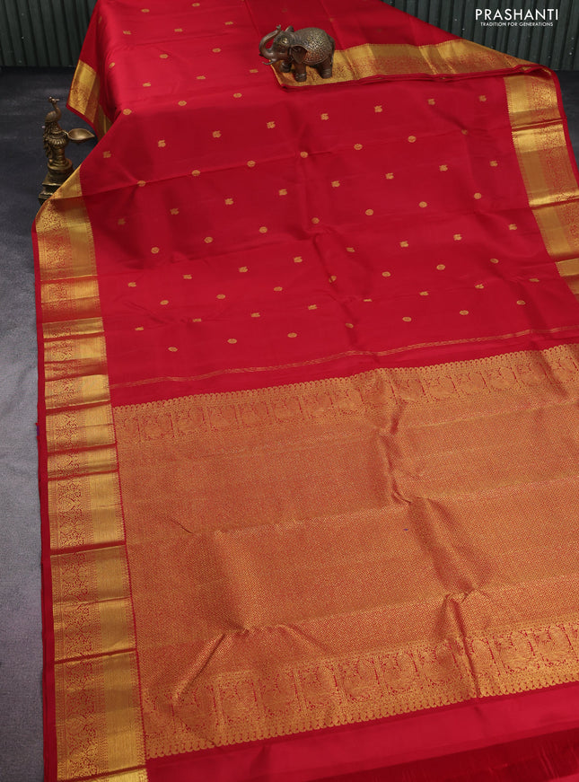 Pure kanchipuram silk saree red with zari woven buttas and zari woven border