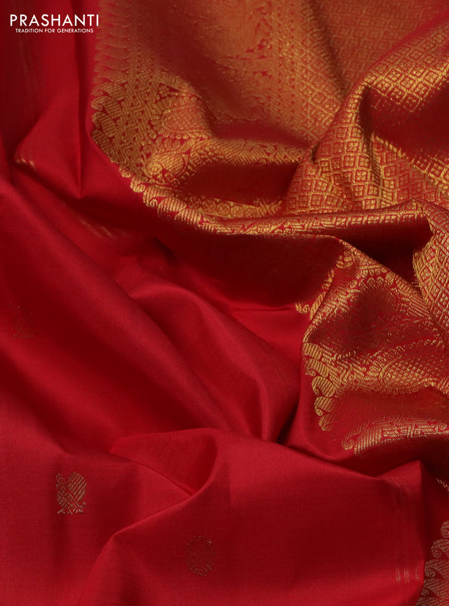 Pure kanchipuram silk saree red with zari woven buttas and zari woven border
