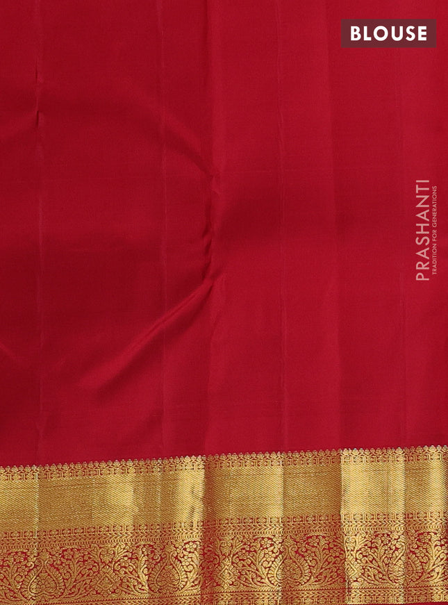 Pure kanchipuram silk saree red with zari woven buttas and zari woven border