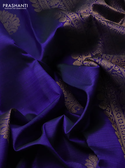 Pure kanchipuram silk saree blue with zari woven buttas and zari woven border