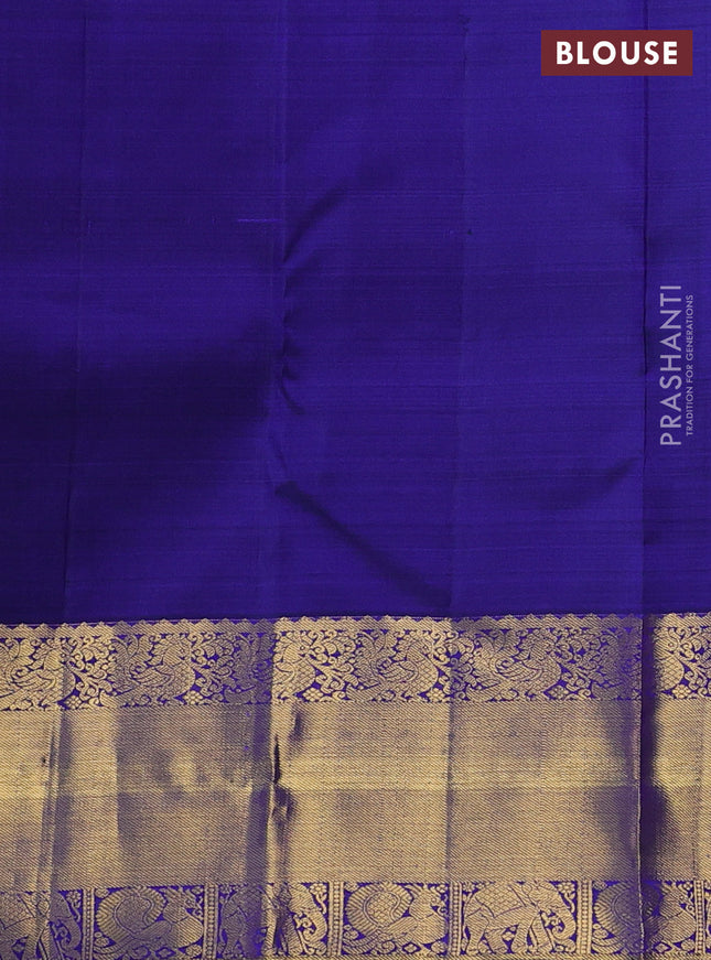 Pure kanchipuram silk saree blue with zari woven buttas and zari woven border