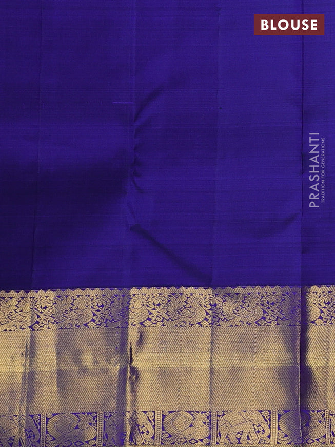 Pure kanchipuram silk saree blue with zari woven buttas and zari woven border