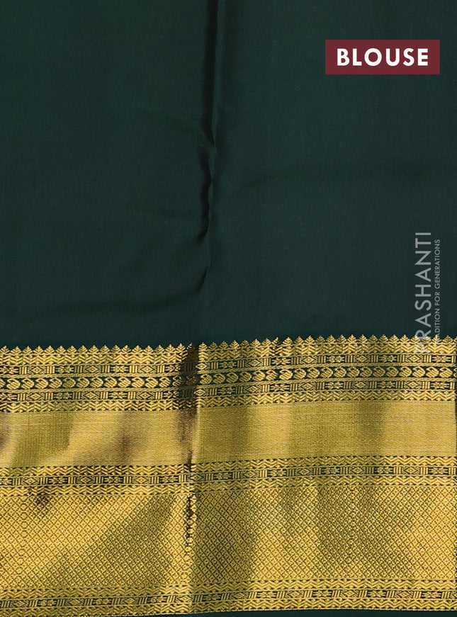 Pure kanchipuram silk saree mango yellow and green with allover zari checks & 1000 buttas and zari woven korvai border