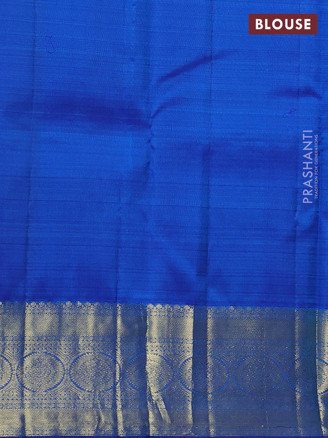 Pure kanchipuram silk saree teal green and blue with zari woven buttas and zari woven border