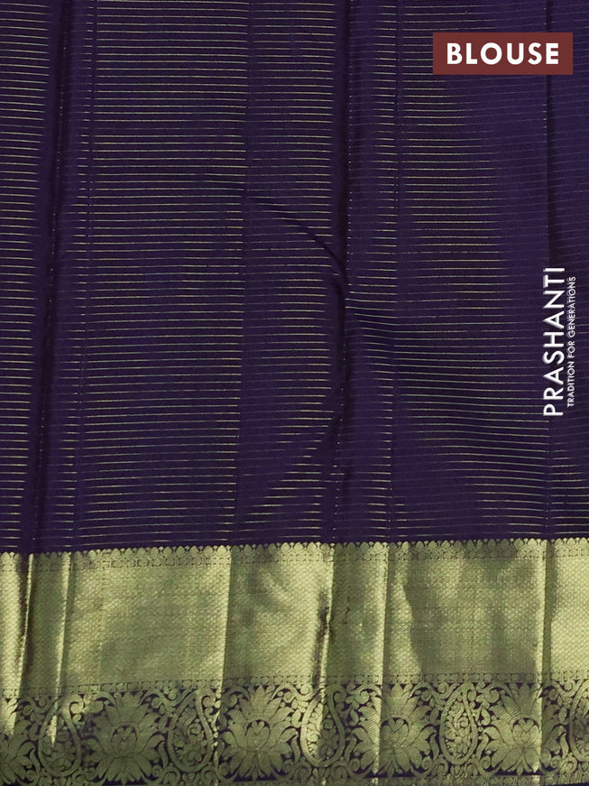 Pure kanchipuram silk saree dark magenta pink and navy blue with allover zari checks & annam buttas and zari woven border