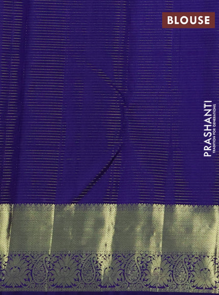Pure kanchipuram silk saree green and navy blue with allover zari checks & buttas and zari woven border