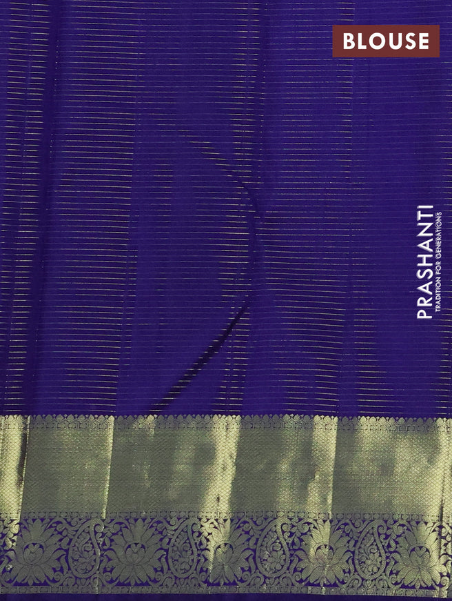 Pure kanchipuram silk saree green and navy blue with allover zari checks & buttas and zari woven border