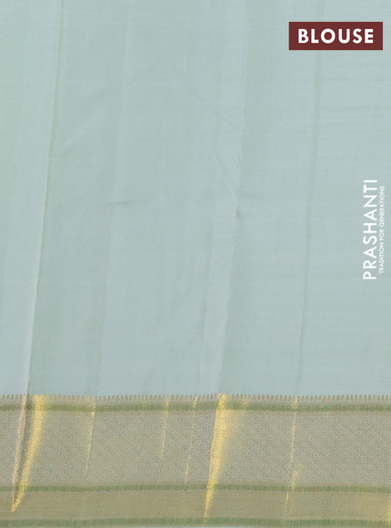 Pure kanchipuram silk saree pista green with annam zari woven buttas and zari woven border