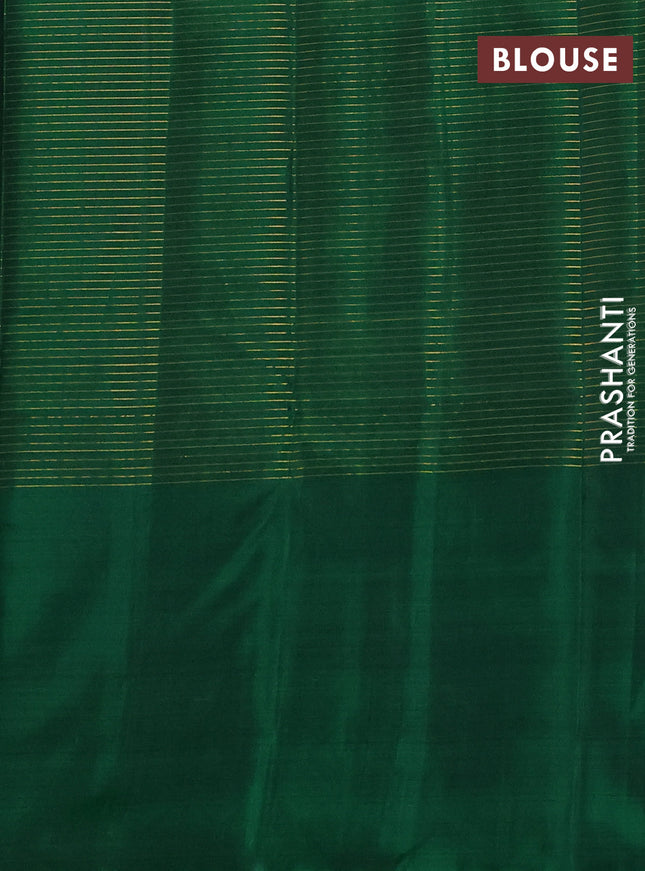 Pure kanchipuram silk saree violet and green with allover small zari checks and silver & gold zari butta border