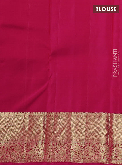Pure kanchipuram silk saree mustard yellow and pink with zari woven buttas and zari woven border