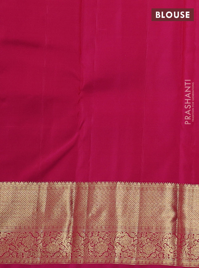 Pure kanchipuram silk saree mustard yellow and pink with zari woven buttas and zari woven border