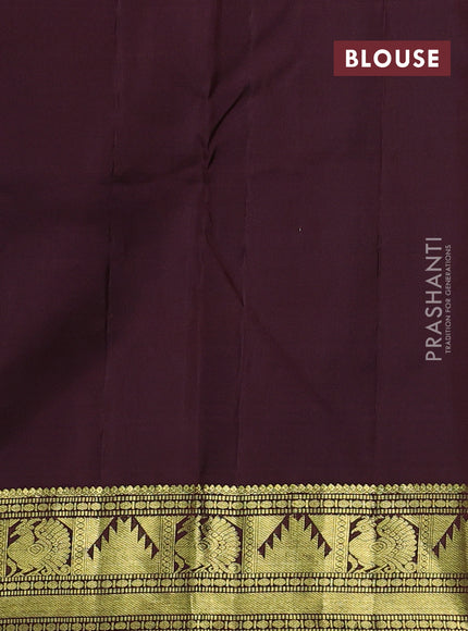 Pure kanchipuram silk saree mehendi green and maroon with zari woven buttas and annam zari woven border
