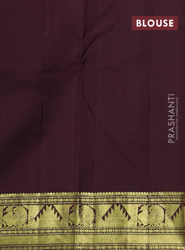Pure kanchipuram silk saree mehendi green and maroon with zari woven buttas and annam zari woven border