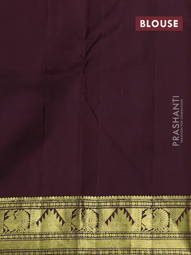 Pure kanchipuram silk saree mehendi green and maroon with zari woven buttas and annam zari woven border