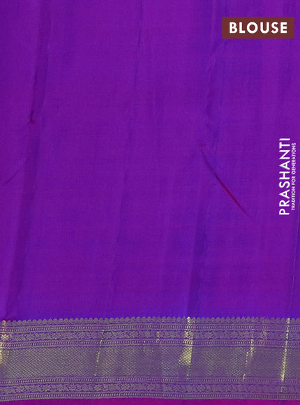 Pure kanchipuram silk saree cs blue and purple with zari woven buttas and zari woven border
