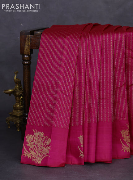 Pure kanchipuram silk saree pink with allover silver & gold zari weaves and zari woven floral butta border