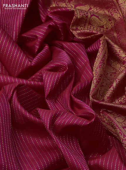 Pure kanchipuram silk saree pink with allover silver & gold zari weaves and zari woven floral butta border