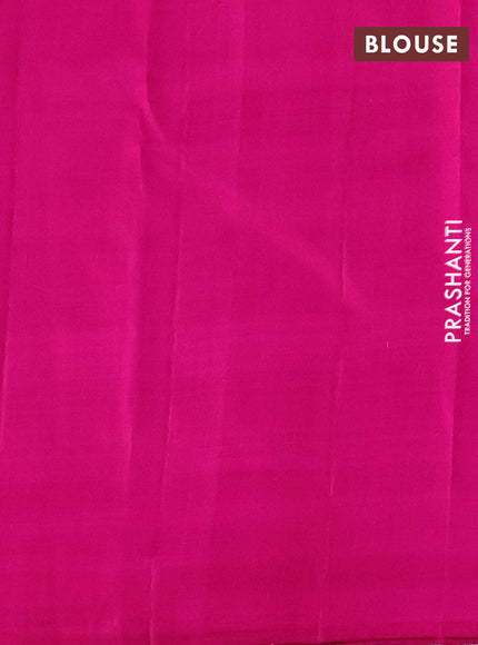 Pure kanchipuram silk saree dark green and pink with paisley zari woven buttas in borderless style