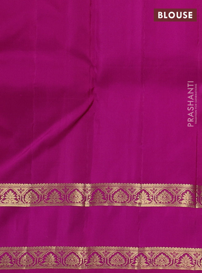 Pure kanchipuram silk saree dual shade of pinkish orange and pink with zari woven buttas and rettapet zari woven border