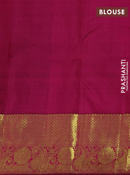 Pure kanchipuram silk saree dual shade of pinkish orange and magenta pink with zari woven buttas and zari woven border