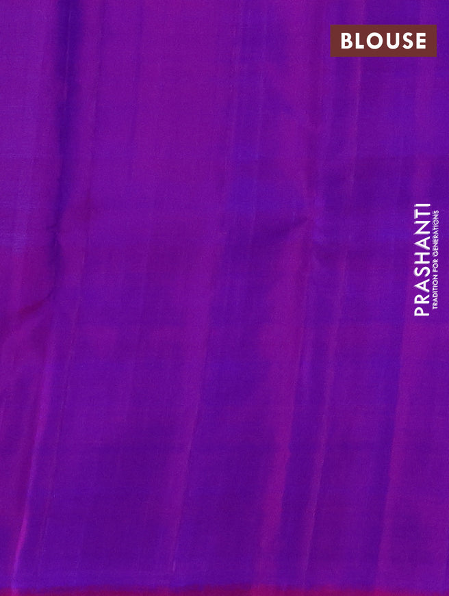 Pure kanchipuram silk saree cs blue and purple with allover zari weaves and zari woven box type butta border