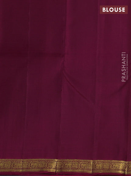 Pure kanchipuram silk saree green and magenta pink with zari woven buttas and zari woven border