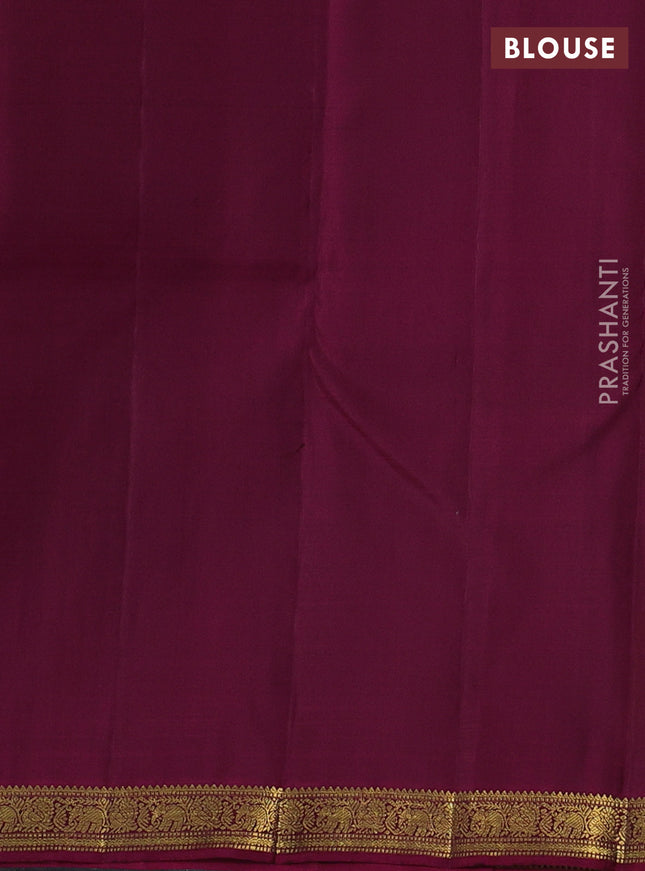 Pure kanchipuram silk saree green and magenta pink with zari woven buttas and zari woven border
