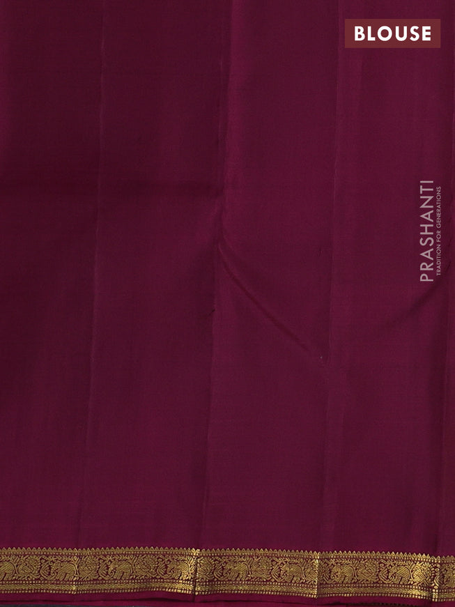 Pure kanchipuram silk saree green and magenta pink with zari woven buttas and zari woven border