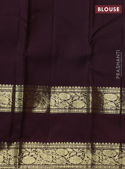 Pure kanchipuram silk saree mehendi green and deep maroon with allover zari weaves & buttas and rettapet zari woven border