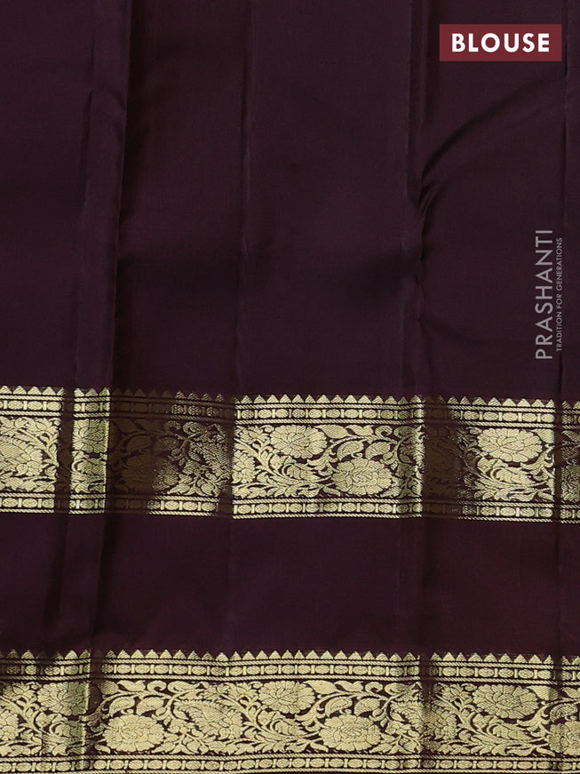 Pure kanchipuram silk saree mehendi green and deep maroon with allover zari weaves & buttas and rettapet zari woven border