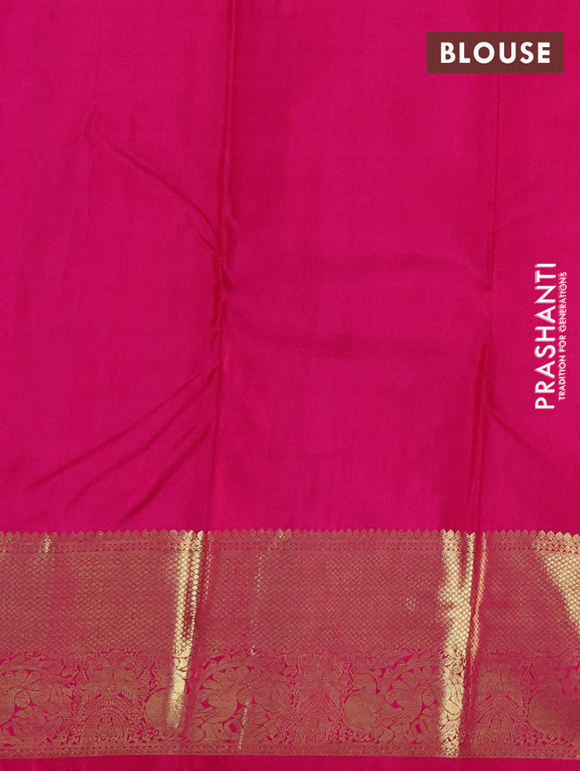 Pure kanchipuram silk saree green and magenta pink with zari woven buttas and zari woven border