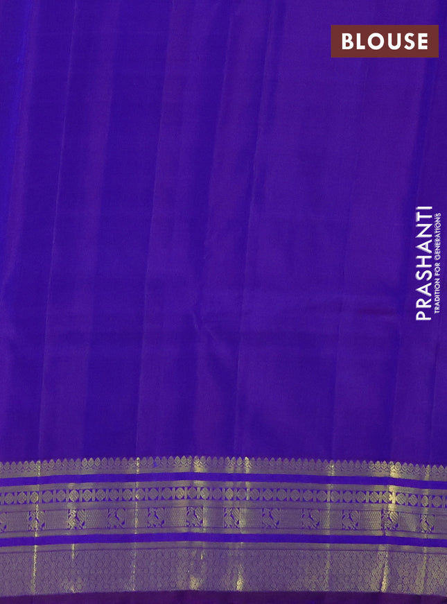 Pure kanchipuram silk saree dual shade of green and blue with zari woven buttas and zari woven border