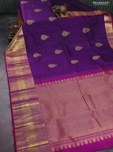 Pure kanchipuram silk saree violet and purple with zari woven buttas and zari woven border