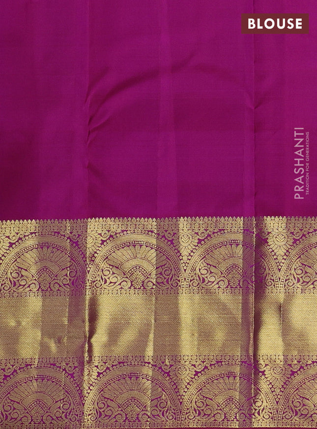 Pure kanchipuram silk saree violet and purple with zari woven buttas and zari woven border