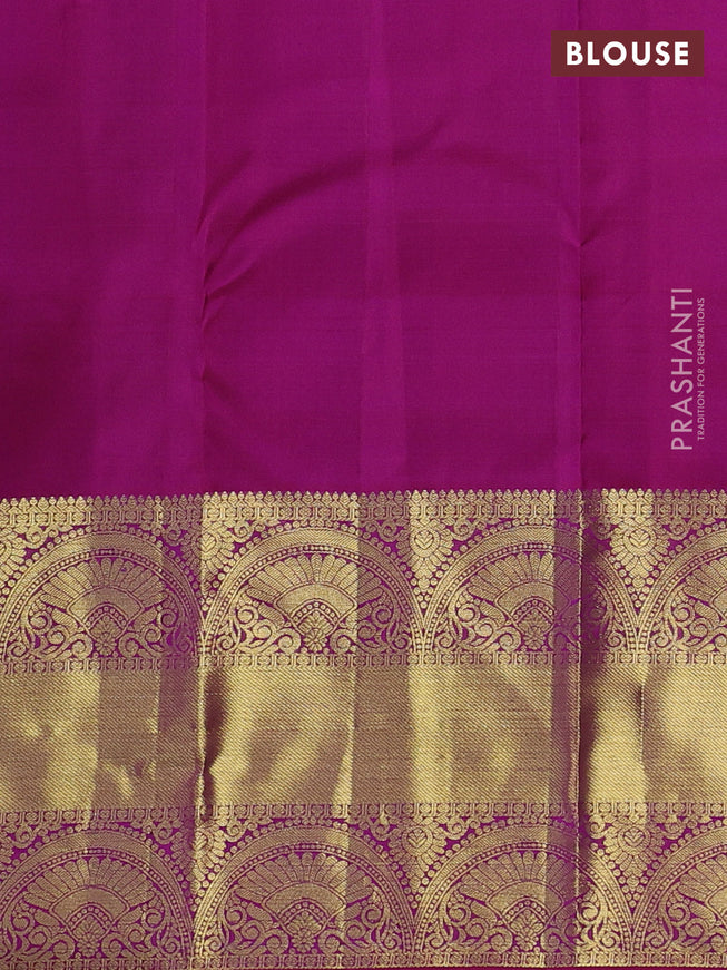 Pure kanchipuram silk saree violet and purple with zari woven buttas and zari woven border